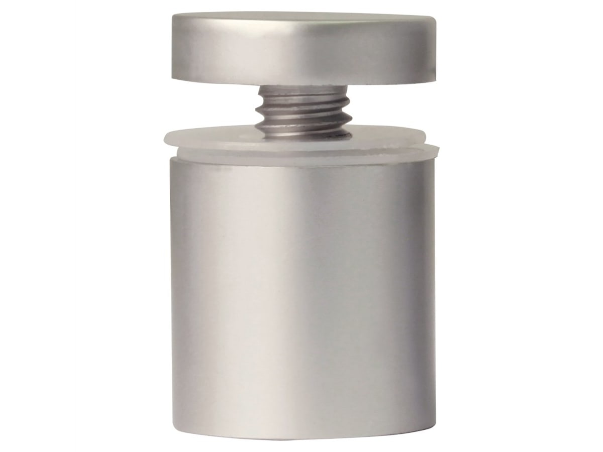Satin aluminum sign standoff hardware