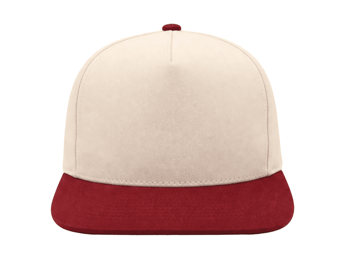 Maroon and natural full cotton twill hat