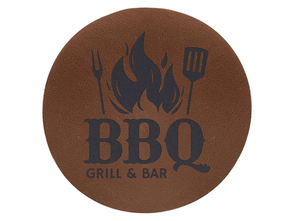 Round genuine leather patch, laser engraved