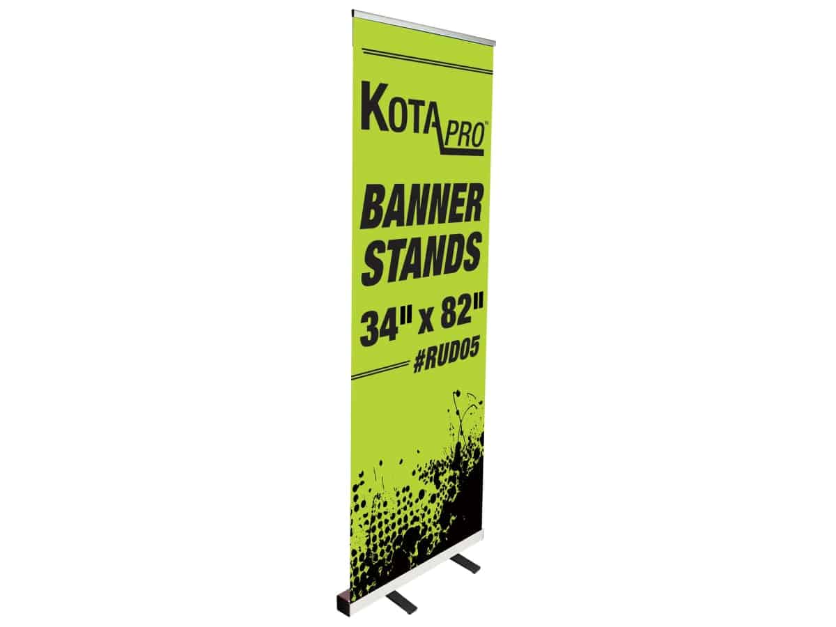 Retractable roll-up banner stand with printed graphic